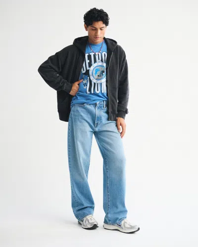 Abercrombie & Fitch Detroit Lions Vintage-inspired Graphic Tee In Black