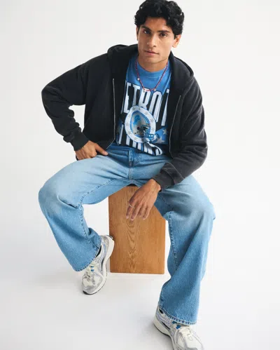 Abercrombie & Fitch Detroit Lions Vintage-inspired Graphic Tee In Black