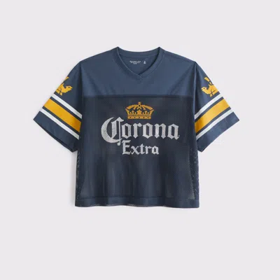 Abercrombie & Fitch Corona Cropped Football Jersey In Blue