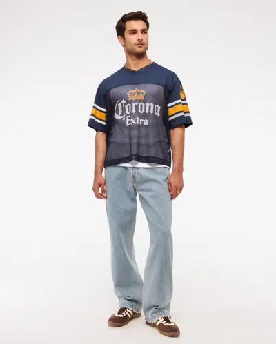Abercrombie & Fitch Corona Cropped Football Jersey In Blue