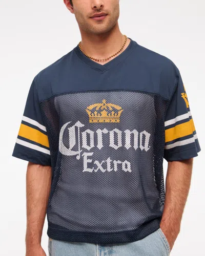 Abercrombie & Fitch Corona Cropped Football Jersey In Blue