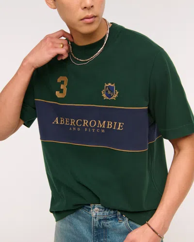Abercrombie & Fitch Premium Heavyweight 2.0 Crest Logo Tee In Green