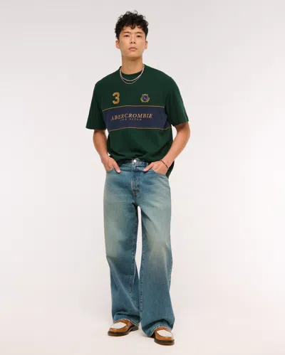 Abercrombie & Fitch Premium Heavyweight 2.0 Crest Logo Tee In Green