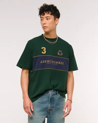 Abercrombie & Fitch Premium Heavyweight 2.0 Crest Logo Tee In Green