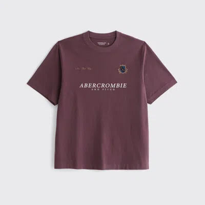 Abercrombie & Fitch Premium Heavyweight 2.0 Crest Logo Tee In Purple