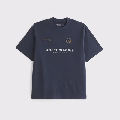 Abercrombie & Fitch Premium Heavyweight 2.0 Crest Logo Tee In Blue