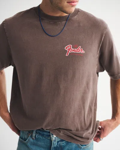 Abercrombie & Fitch Fender Vintage-inspired Graphic Tee In Brown