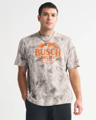 Abercrombie & Fitch Busch Light Vintage-inspired Graphic Tee In Gray
