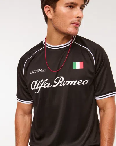 Abercrombie & Fitch Alfa Romeo Soccer-inspired Graphic Tee In Black