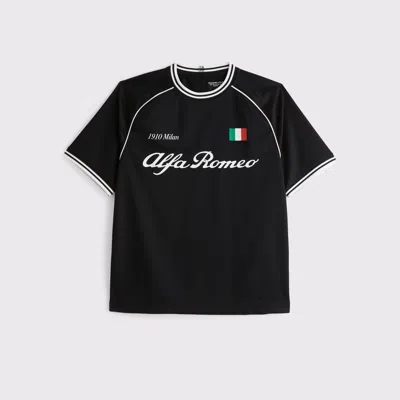 Abercrombie & Fitch Alfa Romeo Soccer-inspired Graphic Tee In Black