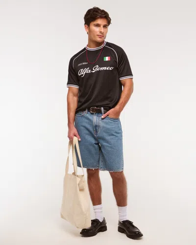 Abercrombie & Fitch Alfa Romeo Soccer-inspired Graphic Tee In Black