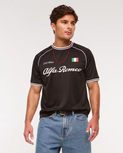 Abercrombie & Fitch Alfa Romeo Soccer-inspired Graphic Tee In Black