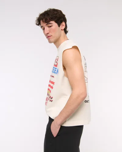 Abercrombie & Fitch Premium Heavyweight Bruce Springsteen Tank In White