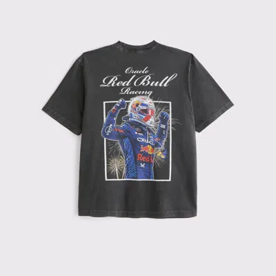 Abercrombie & Fitch Oracle Red Bull Racing Vintage-inspired Graphic Tee In Black