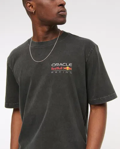 Abercrombie & Fitch Oracle Red Bull Racing Vintage-inspired Graphic Tee In Black