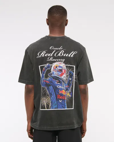 Abercrombie & Fitch Oracle Red Bull Racing Vintage-inspired Graphic Tee In Black