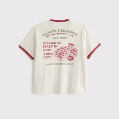 Abercrombie & Fitch Pizzeria Shrunken Graphic Tee In Neutral