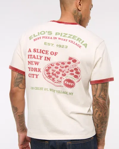 Abercrombie & Fitch Pizzeria Shrunken Graphic Tee In Neutral