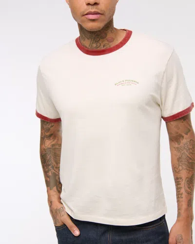 Abercrombie & Fitch Pizzeria Shrunken Graphic Tee In Neutral