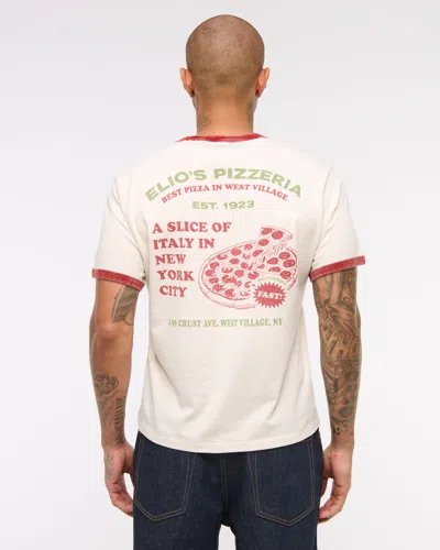 Abercrombie & Fitch Pizzeria Shrunken Graphic Tee In Neutral