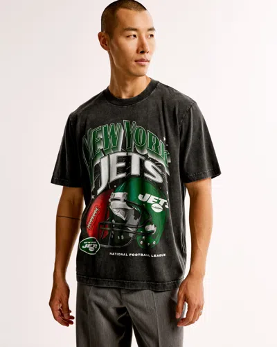 Abercrombie & Fitch New York Jets Vintage-inspired Graphic Tee In Blue