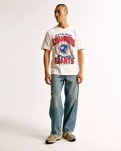 Abercrombie & Fitch New York Giants Vintage-inspired Graphic Tee In White