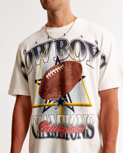 Abercrombie & Fitch Dallas Cowboys Vintage-inspired Graphic Tee In White