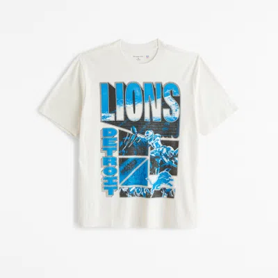 Abercrombie & Fitch Detroit Lions Vintage-inspired Graphic Tee In White