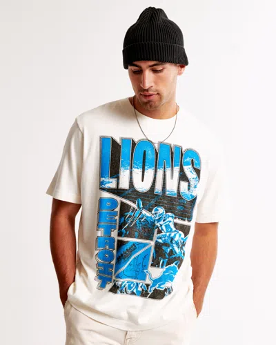 Abercrombie & Fitch Detroit Lions Vintage-inspired Graphic Tee In White