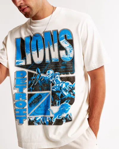 Abercrombie & Fitch Detroit Lions Vintage-inspired Graphic Tee In White
