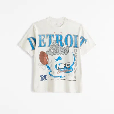 Abercrombie & Fitch Detroit Lions Vintage-inspired Graphic Tee In White