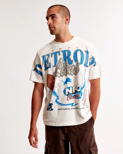 Abercrombie & Fitch Detroit Lions Vintage-inspired Graphic Tee In White
