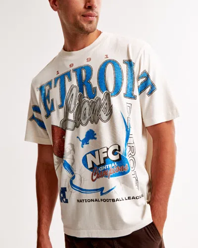 Abercrombie & Fitch Detroit Lions Vintage-inspired Graphic Tee In White