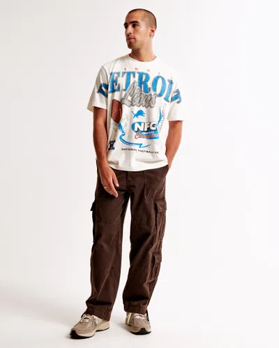 Abercrombie & Fitch Detroit Lions Vintage-inspired Graphic Tee In White