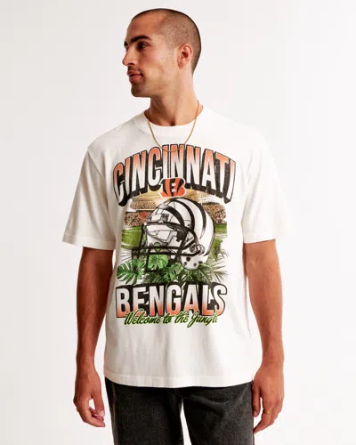 Abercrombie & Fitch Cincinnati Bengals Vintage-inspired Graphic Tee In Neutral