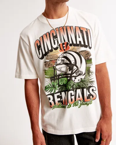Abercrombie & Fitch Cincinnati Bengals Vintage-inspired Graphic Tee In Neutral