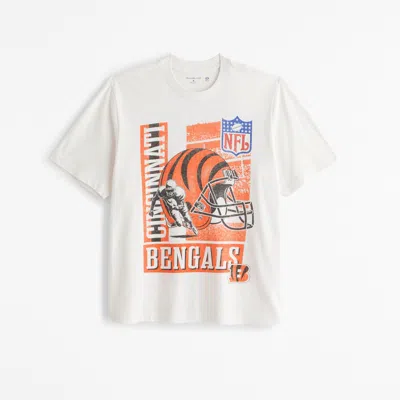 Abercrombie & Fitch Cincinnati Bengals Vintage-inspired Graphic Tee In White