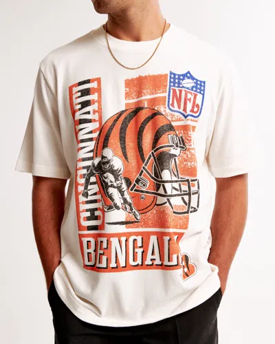 Abercrombie & Fitch Cincinnati Bengals Vintage-inspired Graphic Tee In White