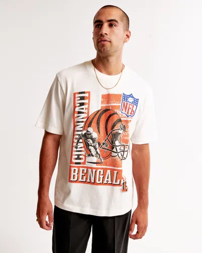 Abercrombie & Fitch Cincinnati Bengals Vintage-inspired Graphic Tee In White