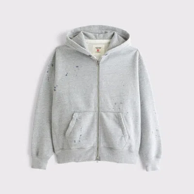 Abercrombie & Fitch Paint Splatter Full-zip Hoodie In Gray