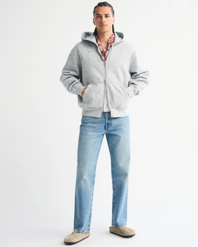 Abercrombie & Fitch Paint Splatter Full-zip Hoodie In Gray