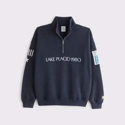 Abercrombie & Fitch Olympics Half-zip Sweatshirt In Blue