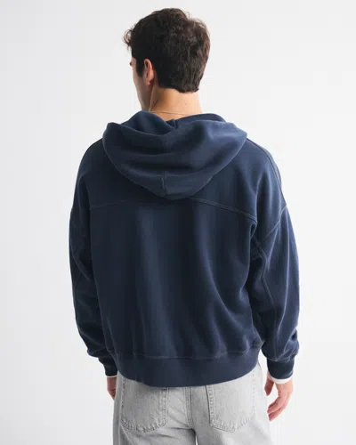 Abercrombie & Fitch Essential Cropped Full-zip Hoodie In Blue