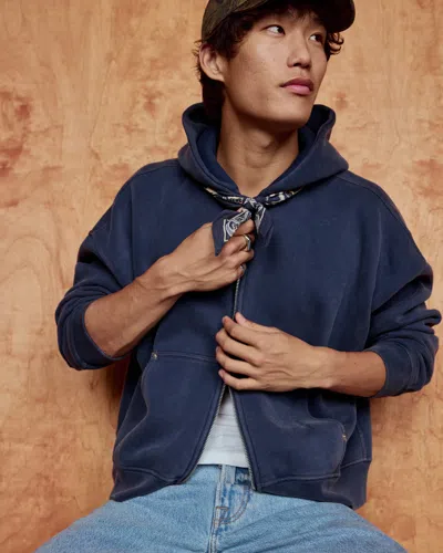 Abercrombie & Fitch Essential Cropped Full-zip Hoodie In Blue