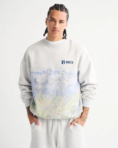 Abercrombie & Fitch Breckenridge Graphic Crew Sweatshirt In Gray