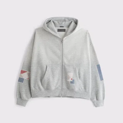 Abercrombie & Fitch Essential Cropped Full-zip Hoodie In Gray