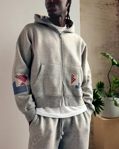 Abercrombie & Fitch Essential Cropped Full-zip Hoodie In Gray