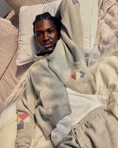 Abercrombie & Fitch Essential Cropped Full-zip Hoodie In Gray