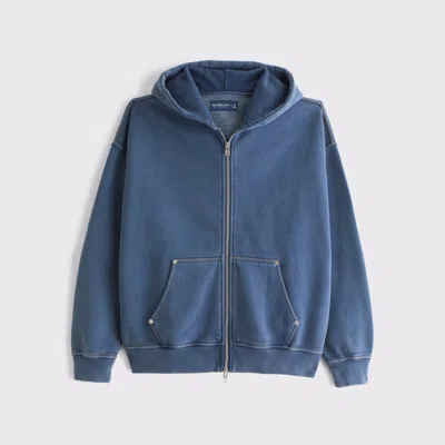 Abercrombie & Fitch Essential Full-zip Hoodie In Blue