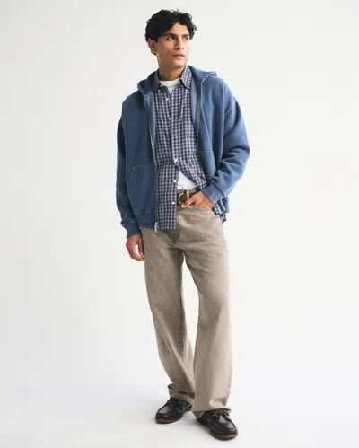 Abercrombie & Fitch Essential Full-zip Hoodie In Blue